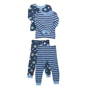 LITTLE ME Blue Multi Infant And Toddler Boys 4pc Super Soft Space Pajamas Set